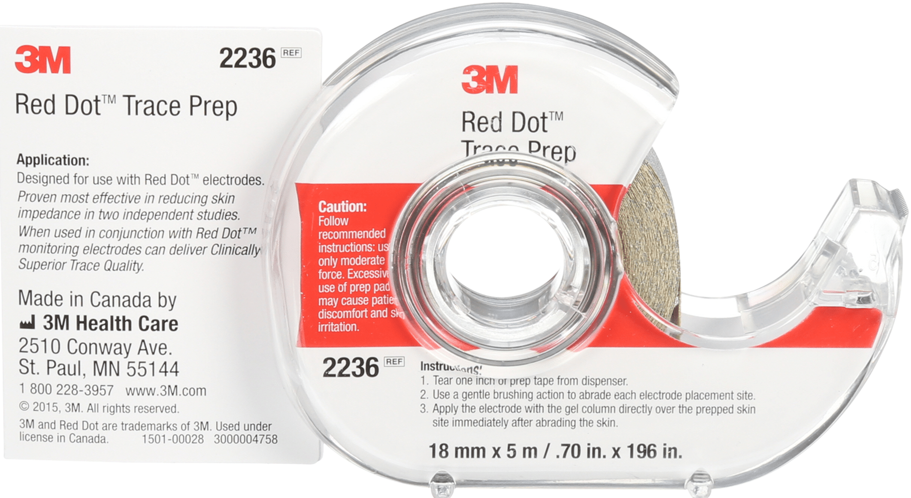 3M Red Dot one step huidvoorbereiding dispenser 2236 is om impedantie van de huid te verlagen