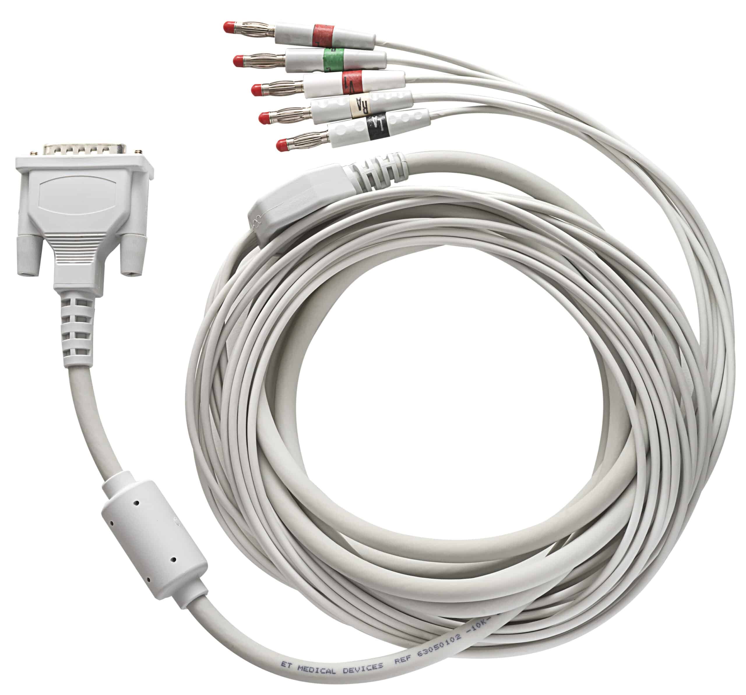 Patiëntenkabel bananenstekker van Cardioline voor de ECG100 serie en de ECG200 serie